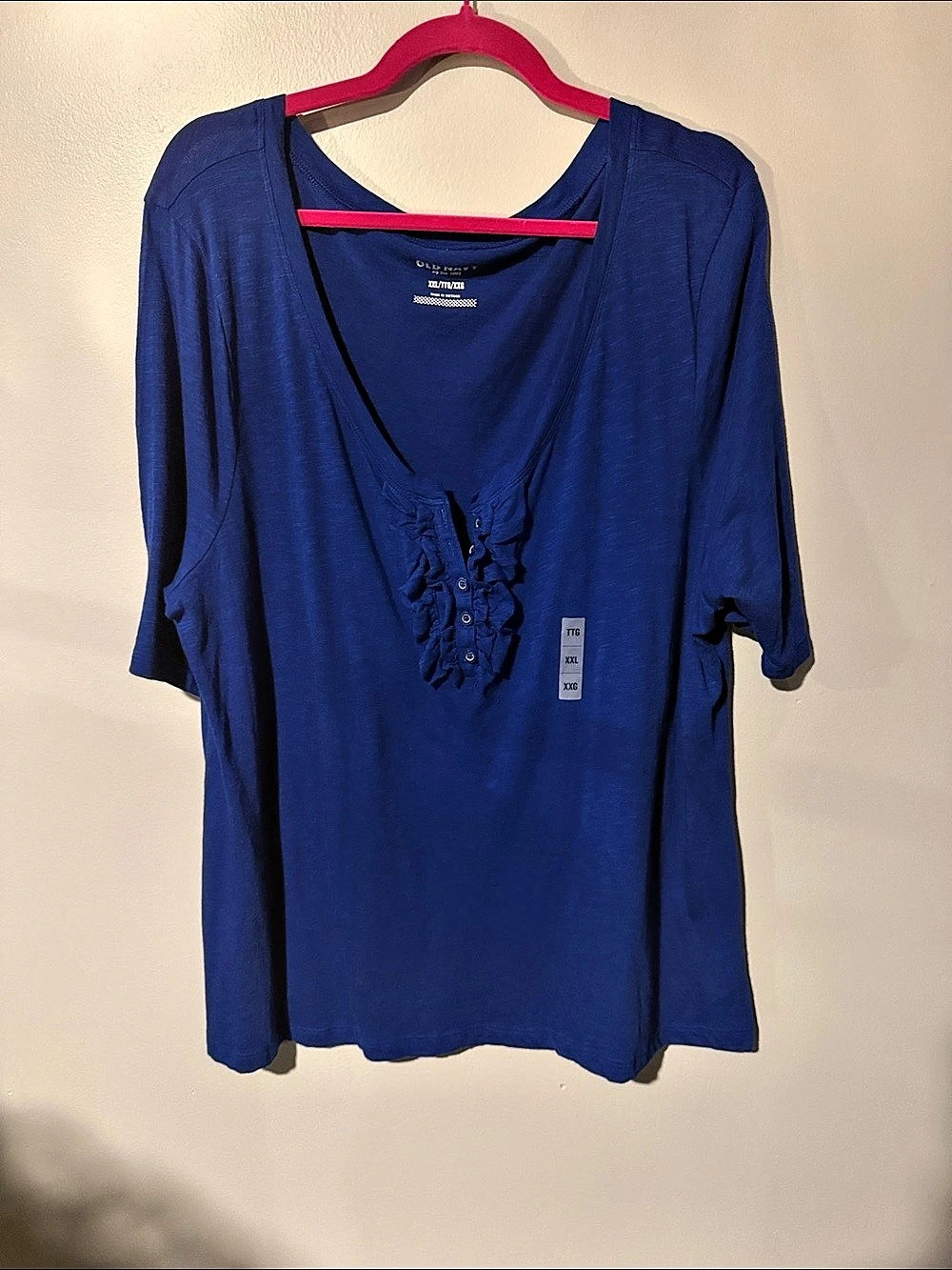 Old Navy Ruffle Front Top in Blue Size XXL